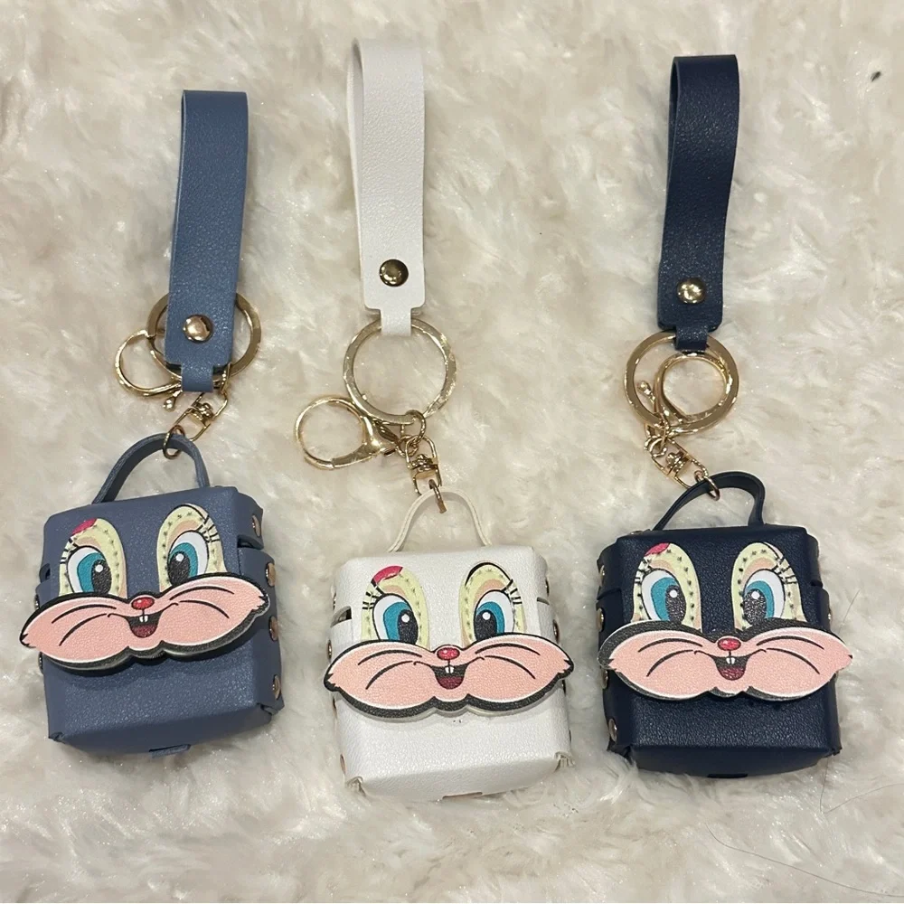 Mini Bunny Coin Purse Bundle/AirPods 1 & 2 Case Keychain Easter Gifts DkBl/Bl/Wh